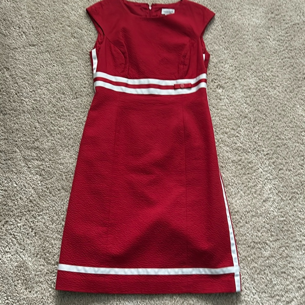 Stunning red dress with ribbon pinstripe
